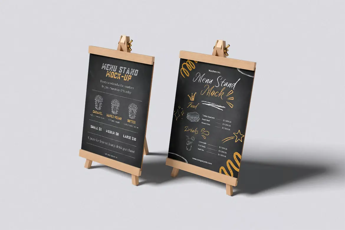 4款式餐厅菜单PSD样机模板 Menu Mockup