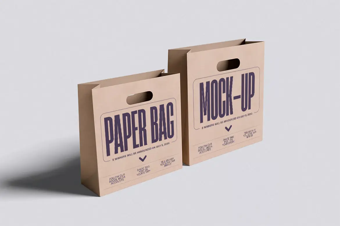4款环保纸袋PSD样机模板 Paper Bag Mockup Set