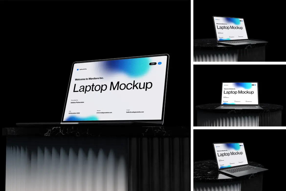 高品质笔记本电脑PSD样机模板 High Quality Laptop Mockup Set