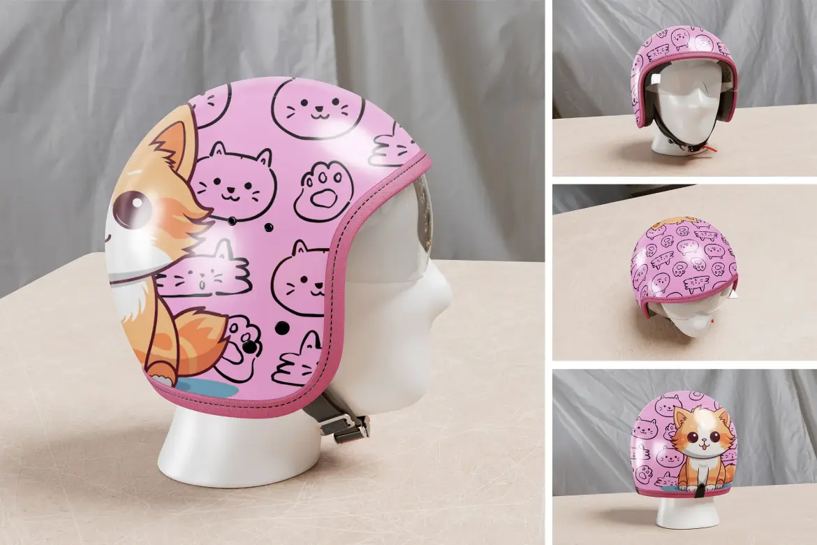 高品质摩托车头盔PSD样机模板 High Quality Motorcycle Helmet Mockup