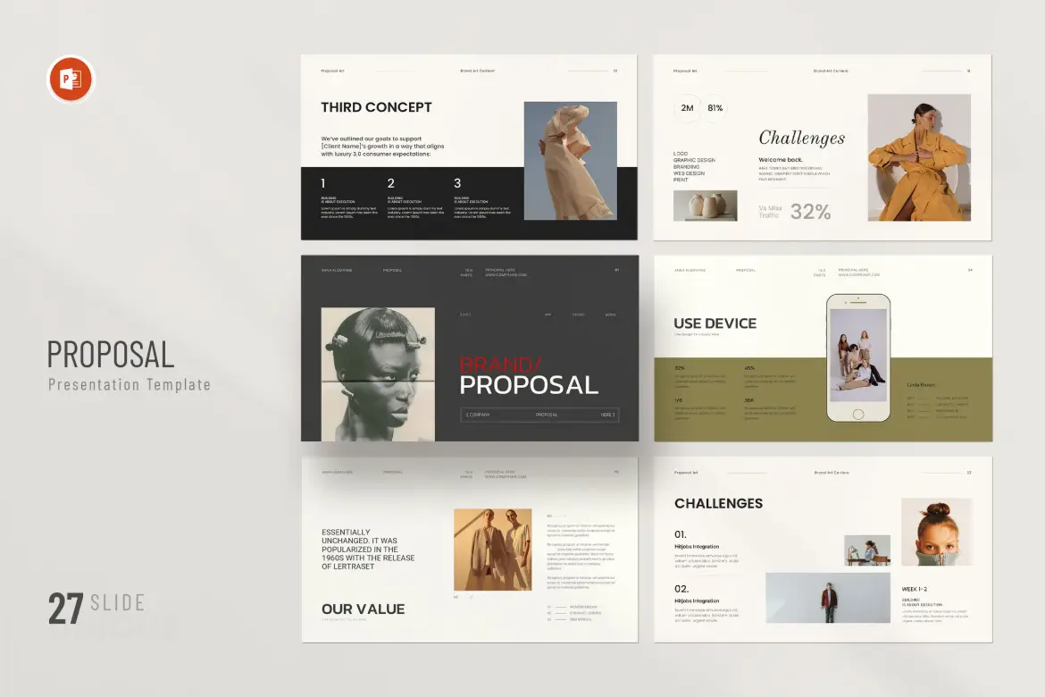 27页品牌策划提案PPT模板 Brand Proposal PowerPoint Template