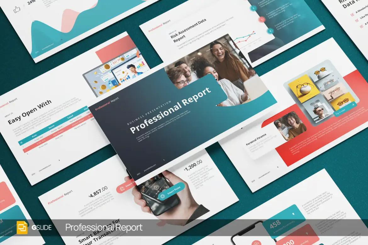 30页专业报告谷歌幻灯片模板 Professional Report Googleslide Templates