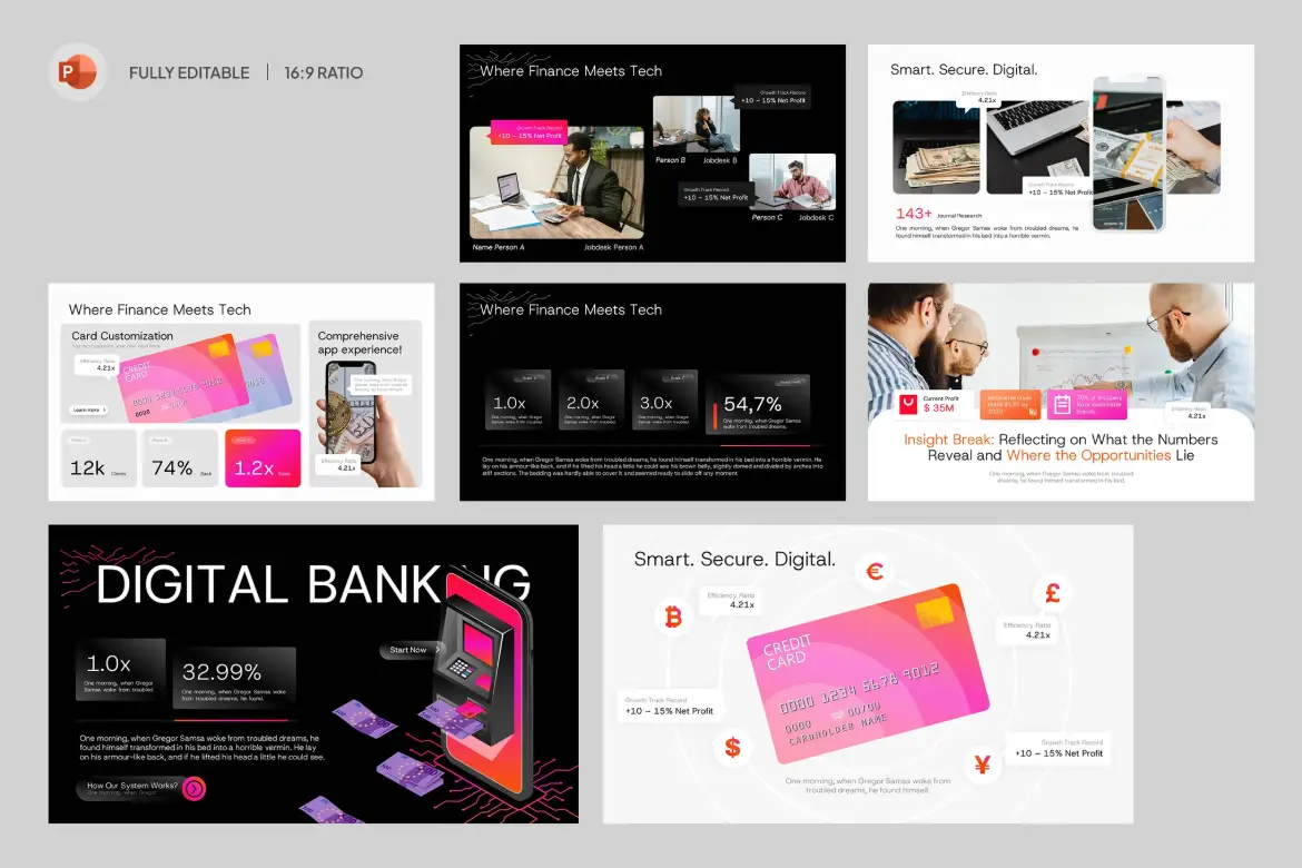 数字银行金融科技PPT模板 Digital Banking – PowerPoint Template
