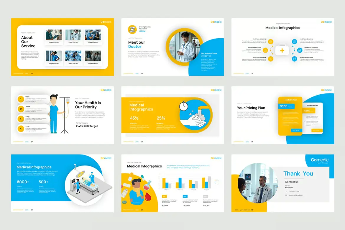 30页Gomedic医疗健康PPT模板 Gomedic Powerpoint Templates