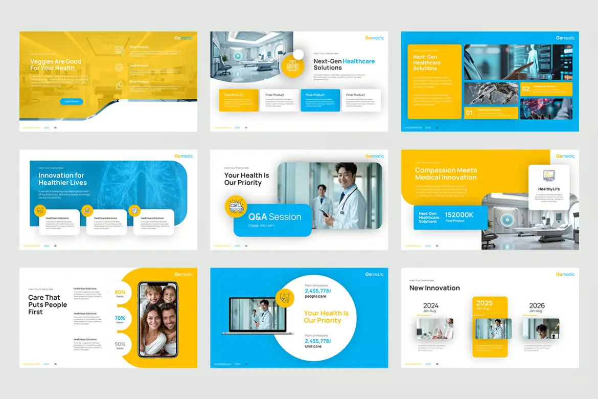 30页Gomedic医疗健康PPT模板 Gomedic Powerpoint Templates