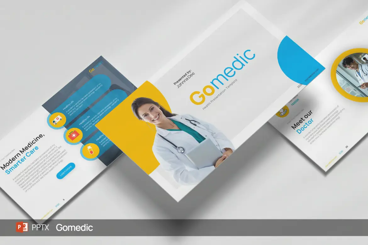 30页Gomedic医疗健康PPT模板 Gomedic Powerpoint Templates
