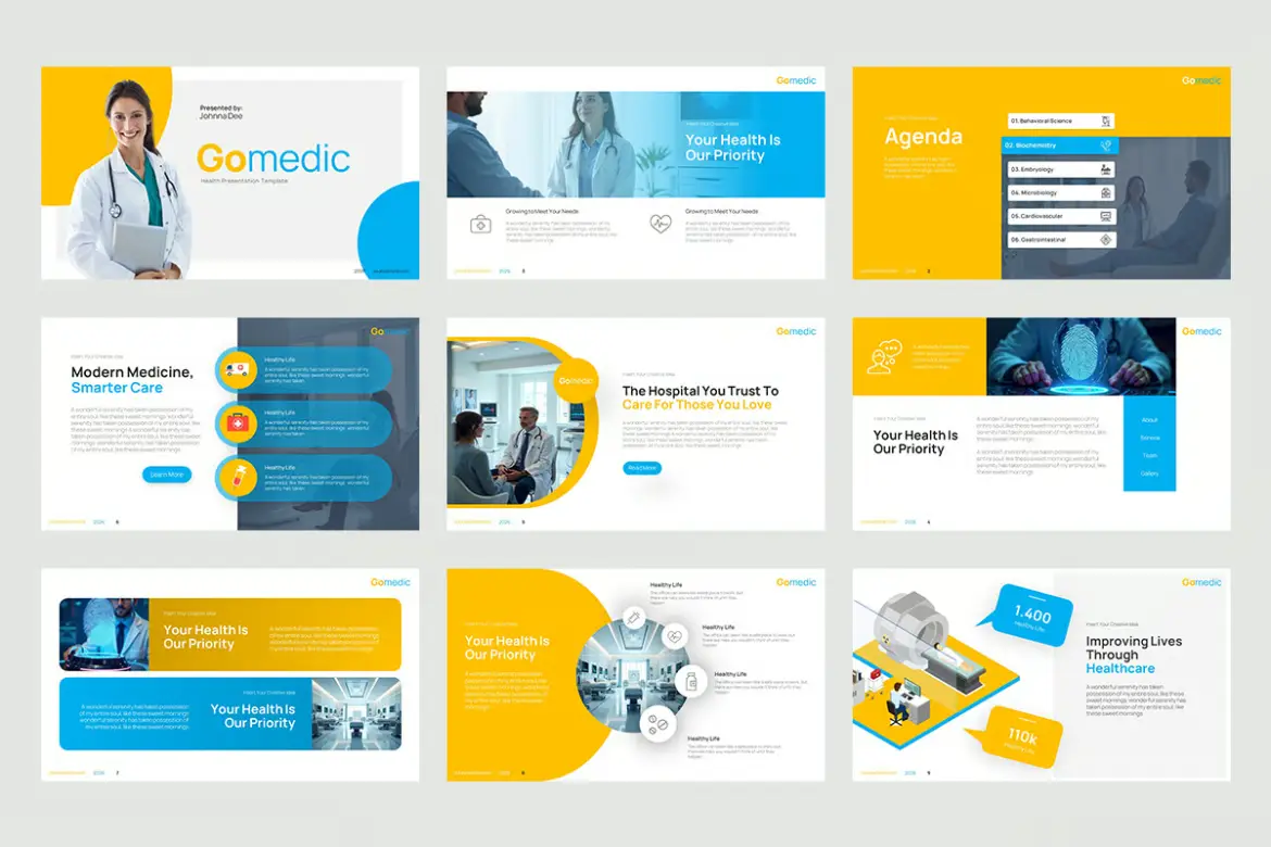 30页Gomedic医疗健康PPT模板 Gomedic Powerpoint Templates