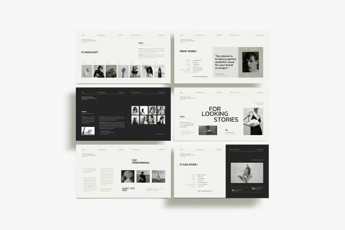 27页简约品牌作品集PPT演示模板 Minimal Brand Portfolio PowerPoint Presentation