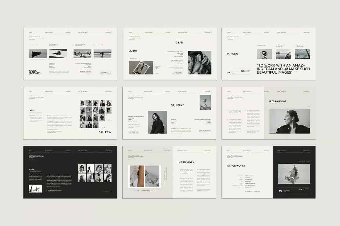 27页简约品牌作品集PPT演示模板 Minimal Brand Portfolio PowerPoint Presentation