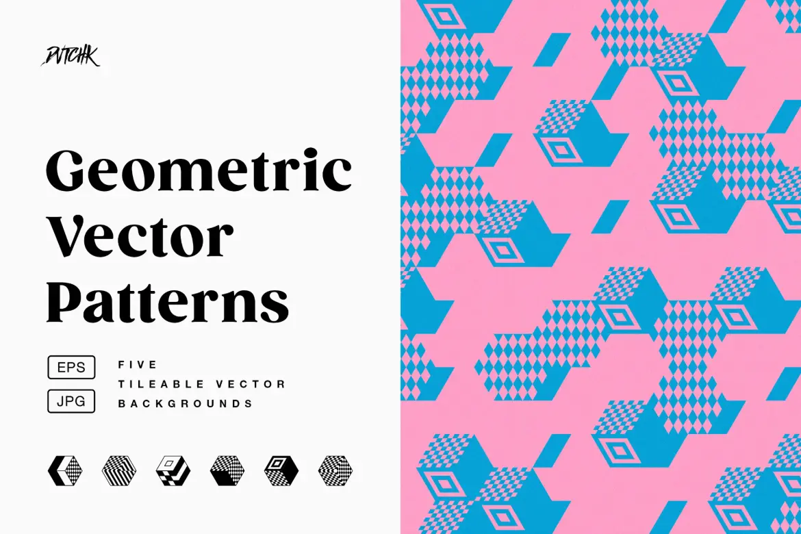 5款现代几何矢量图案素材集 Geometric Vector Patterns
