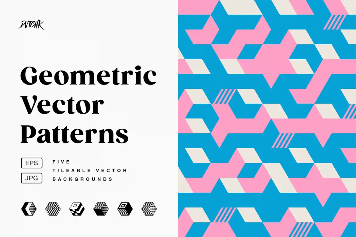 5款现代几何矢量图案素材集 Geometric Vector Patterns