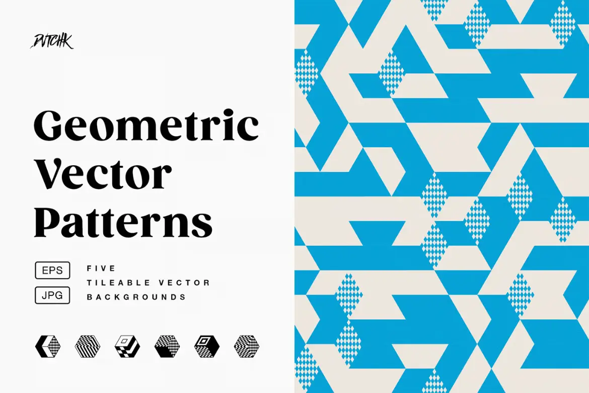 5款现代几何矢量图案素材集 Geometric Vector Patterns