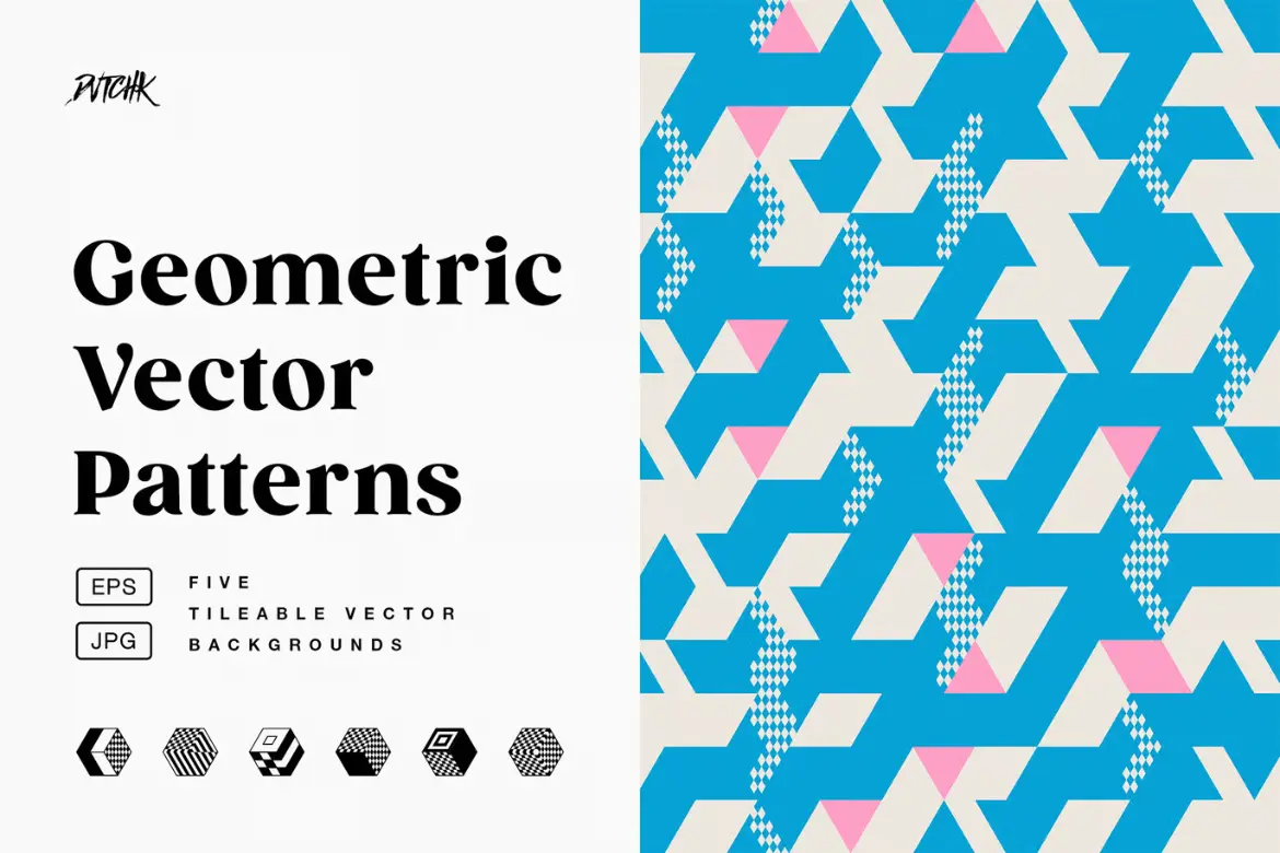 5款现代几何矢量图案素材集 Geometric Vector Patterns