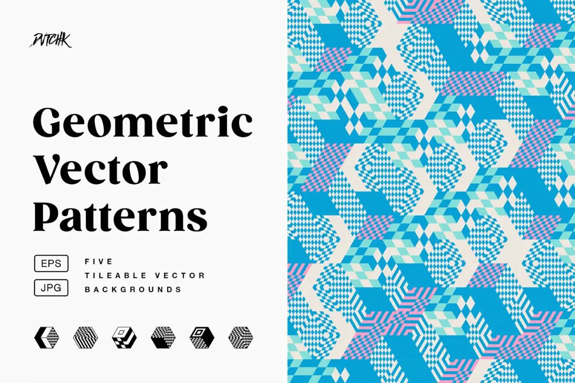 5款现代几何矢量图案素材集 Geometric Vector Patterns