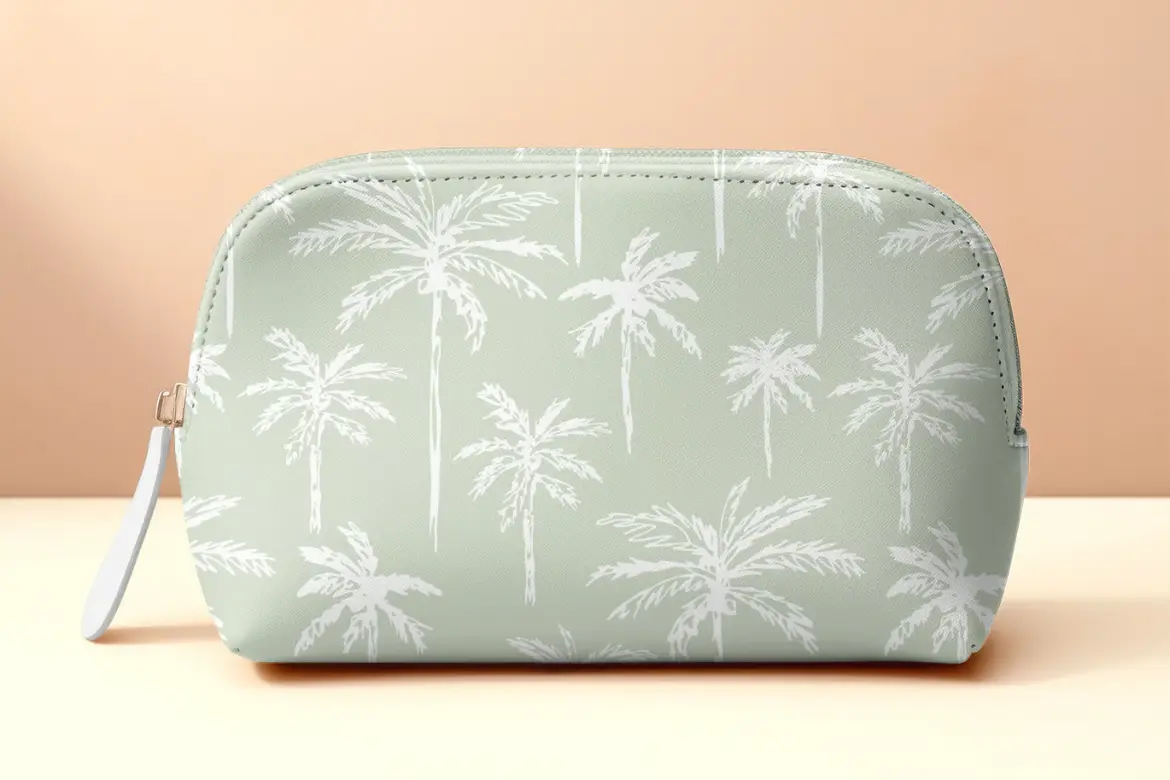 白色棕榈树无缝矢量图案 White Palm Trees