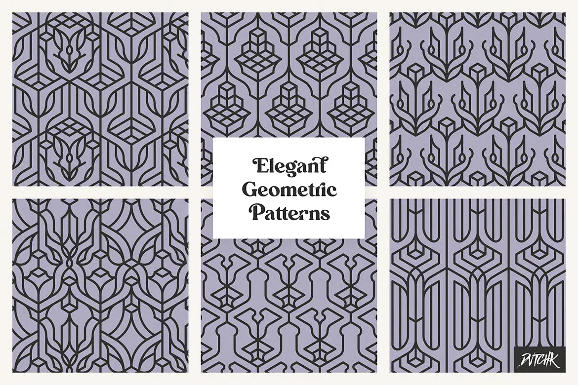 24款优雅几何矢量图案素材集 Elegant Geometric Patterns