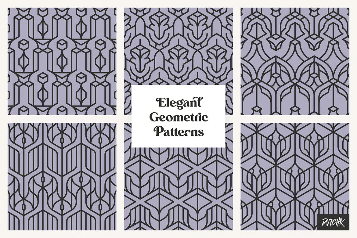 24款优雅几何矢量图案素材集 Elegant Geometric Patterns