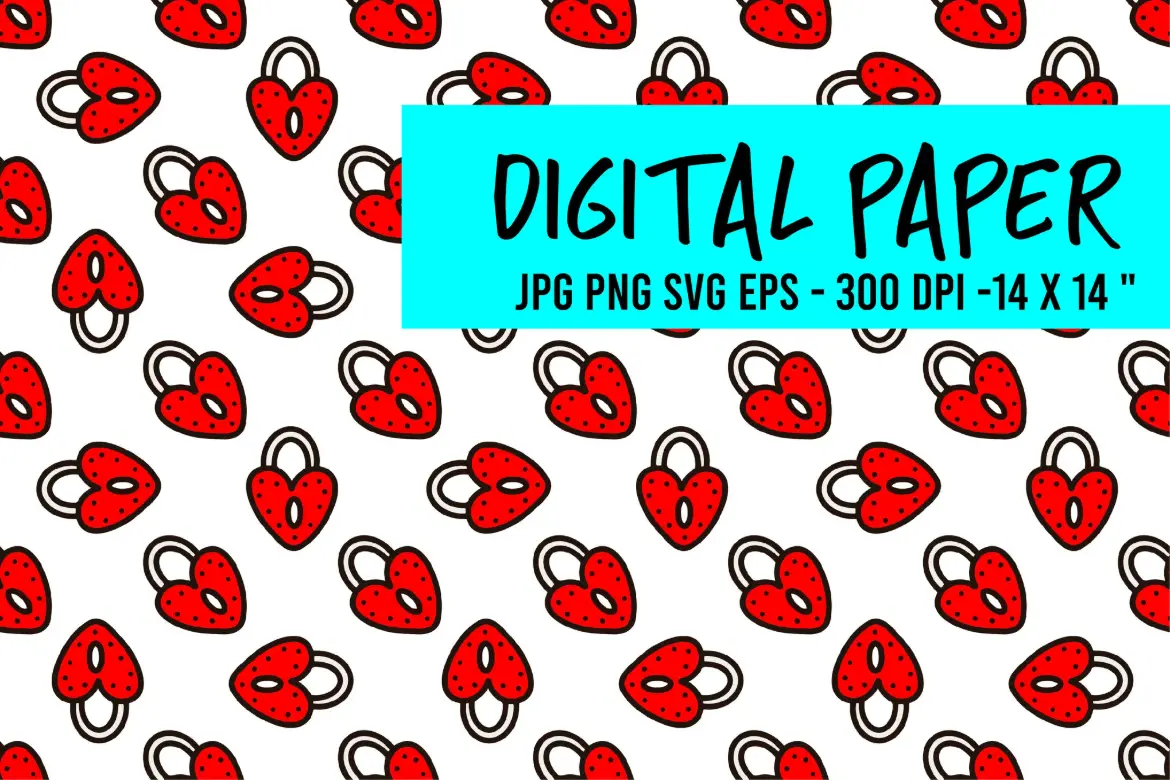 情人节爱心锁图案素材 Valentine’s Day Pattern with Love Locks