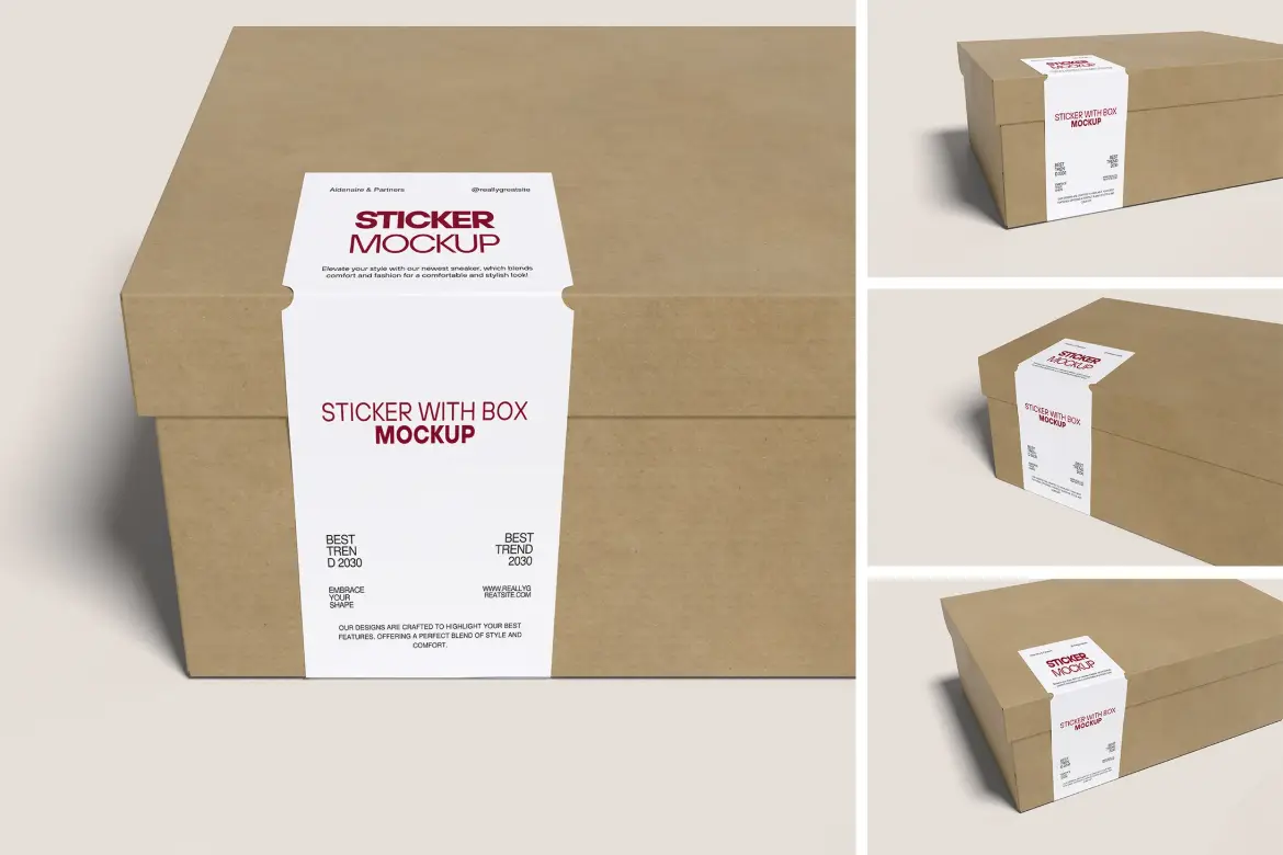 高品质贴纸盒PSD样机模板 High Quality Sticker Box Mockup