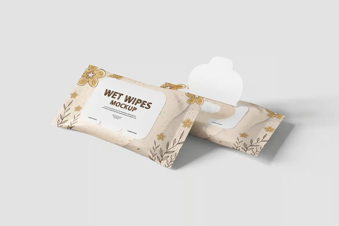5款湿巾包装PSD样机模板 Wet Wipes Mockup