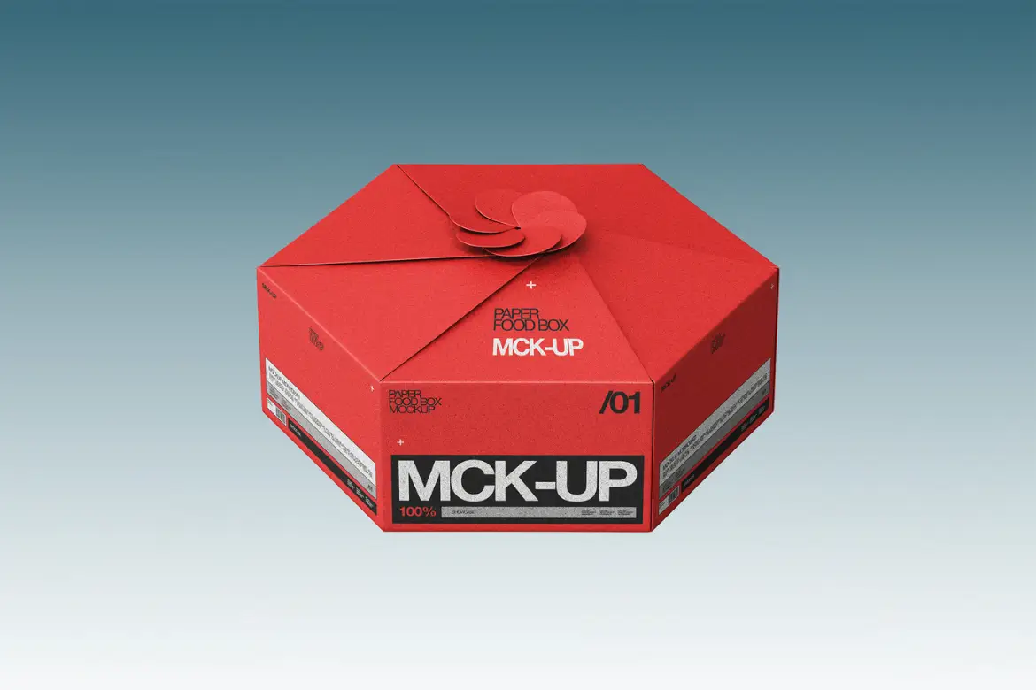 纸质餐盒PSD样机模板 Paper Food Box Mockup