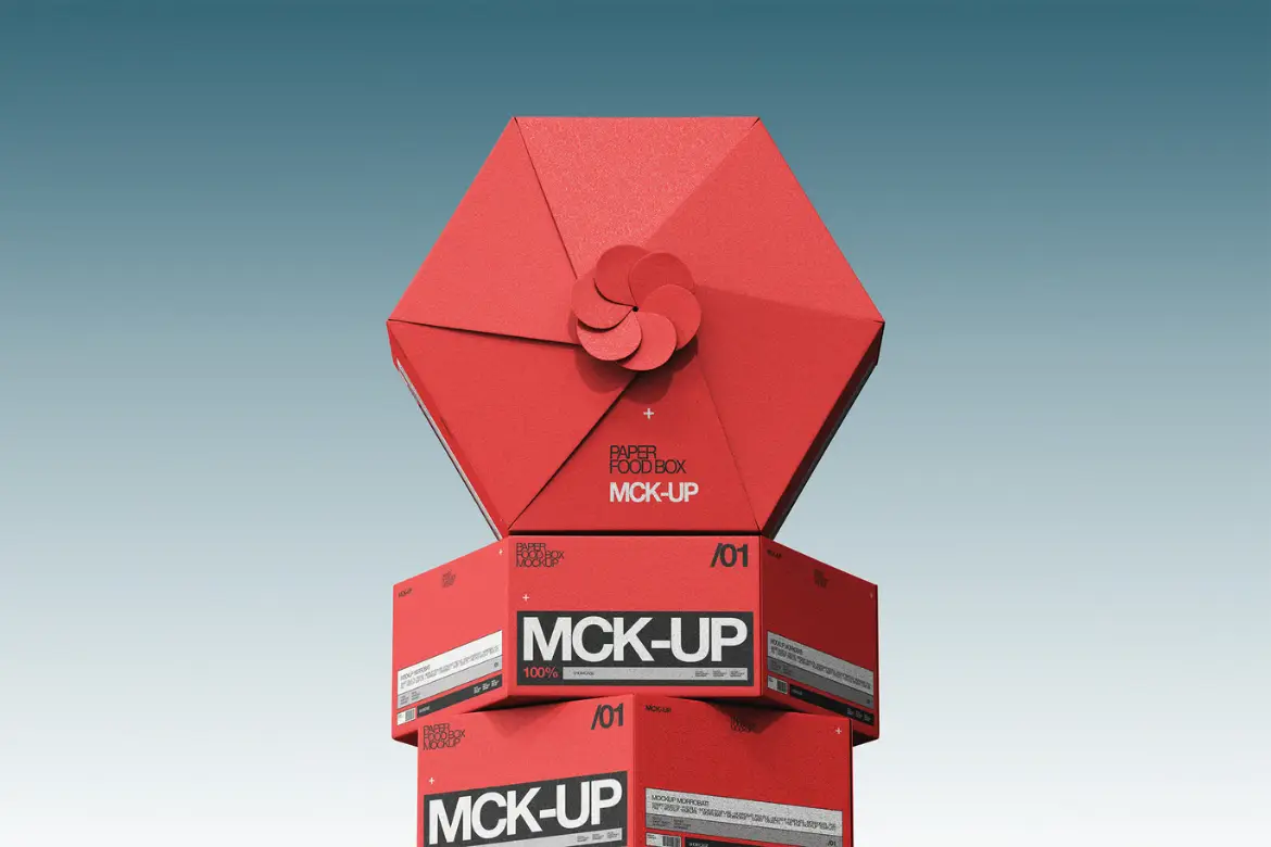 纸质餐盒PSD样机模板 Paper Food Box Mockup