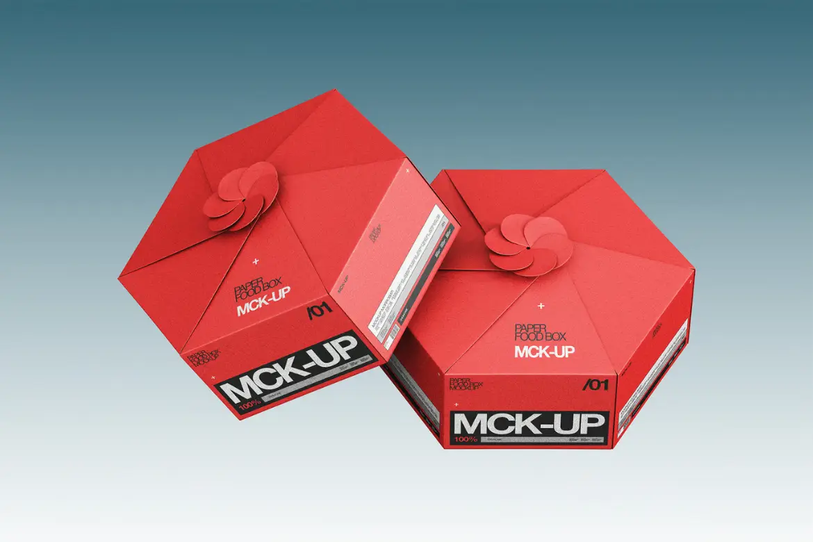 纸质餐盒PSD样机模板 Paper Food Box Mockup