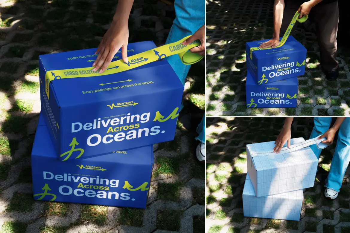 2款封箱胶带PSD场景样机模板 Cardboard Box with Tape Mockup