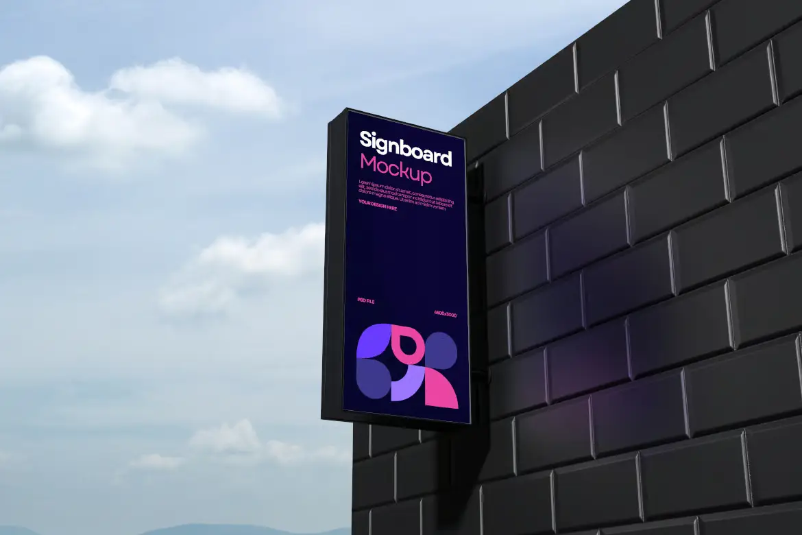 高品质标识牌PSD样机模板 High Quality Signboard Mockup