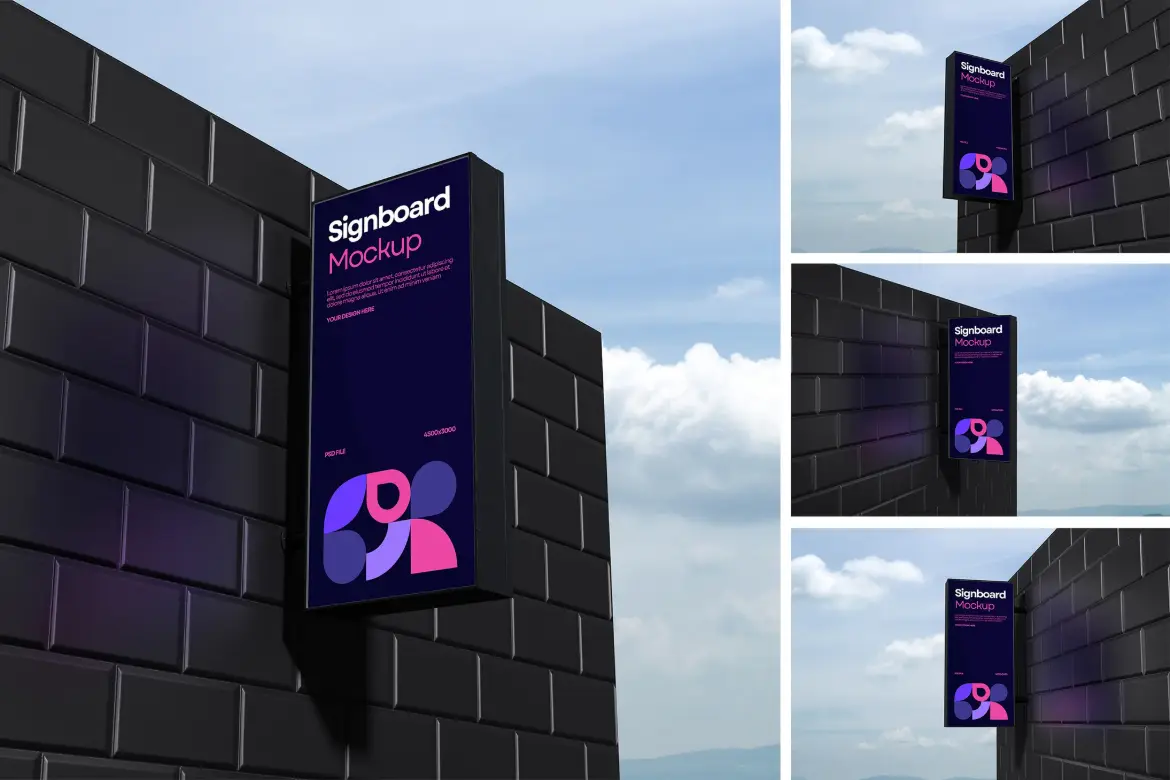 高品质标识牌PSD样机模板 High Quality Signboard Mockup