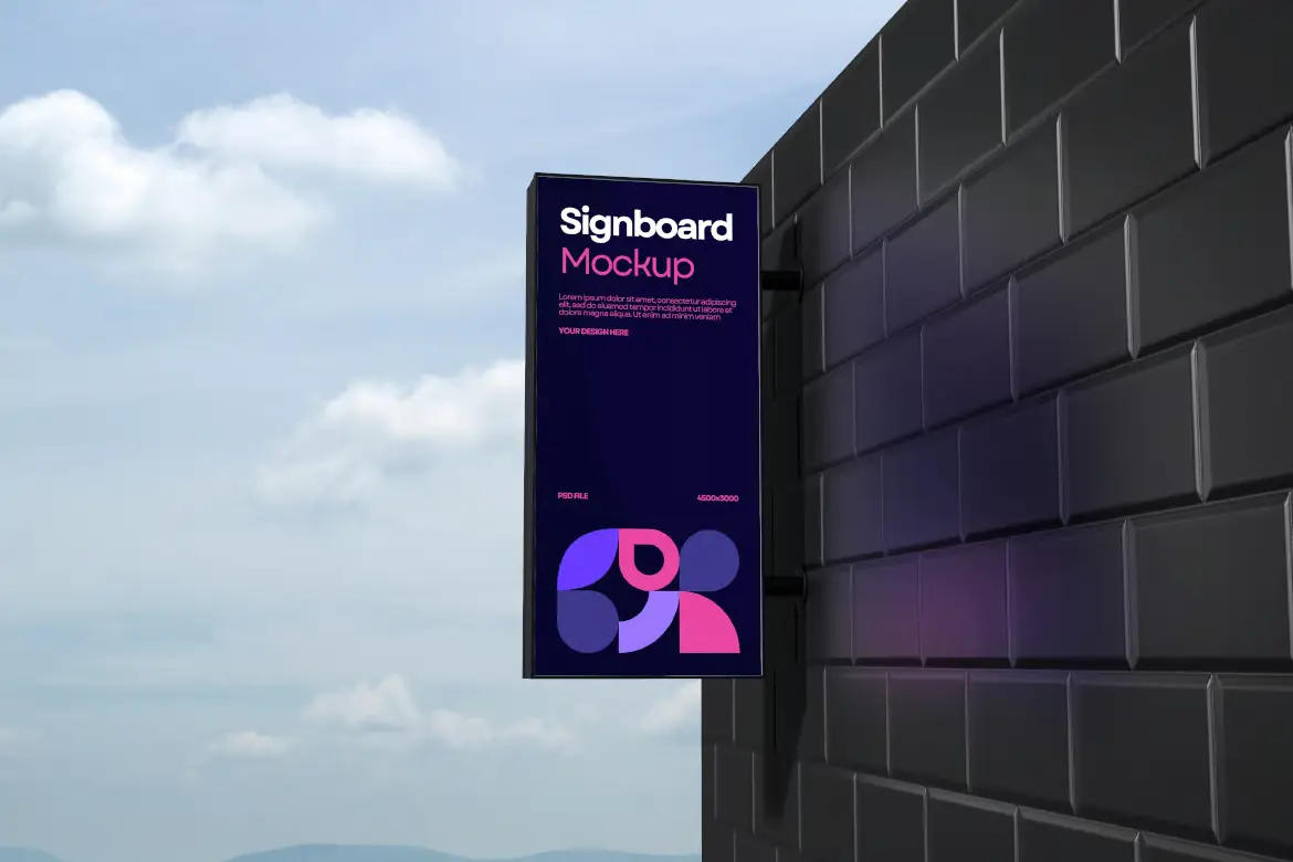 高品质标识牌PSD样机模板 High Quality Signboard Mockup