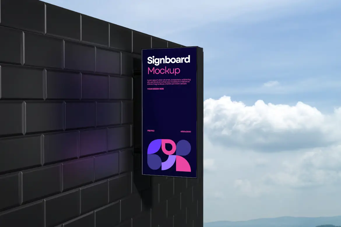 高品质标识牌PSD样机模板 High Quality Signboard Mockup