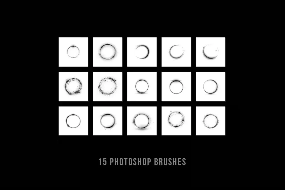 15款环形光晕PS笔刷套装 Ring light photoshop brushes