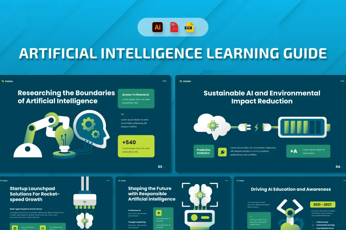 5页人工智能学习指南矢量信息图 Artificial Intelligence Learning Guide
