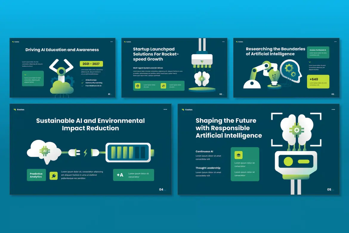 5页人工智能学习指南矢量信息图 Artificial Intelligence Learning Guide