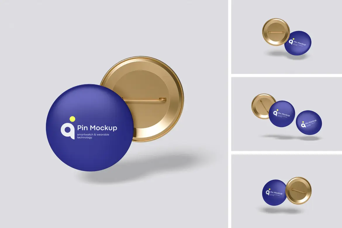 高品质徽章胸针PSD样机模板 High Quality Pin Badge Mockup
