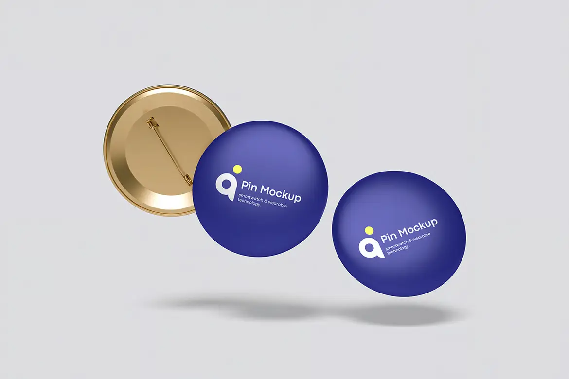 高品质徽章胸针PSD样机模板 High Quality Pin Badge Mockup