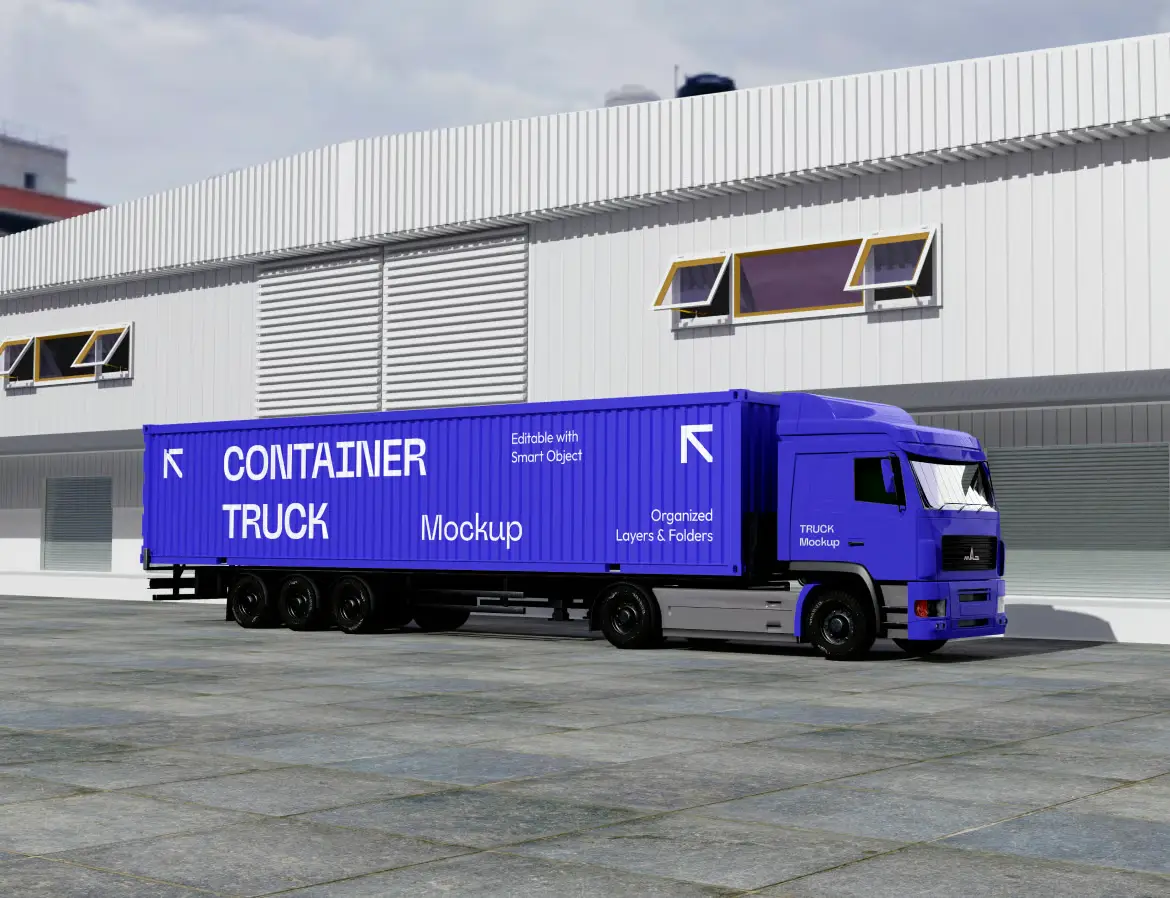 集装箱卡车PSD样机模板 Container Truck Mockup 集装箱卡车PSD样机模板 Container Truck Mockup