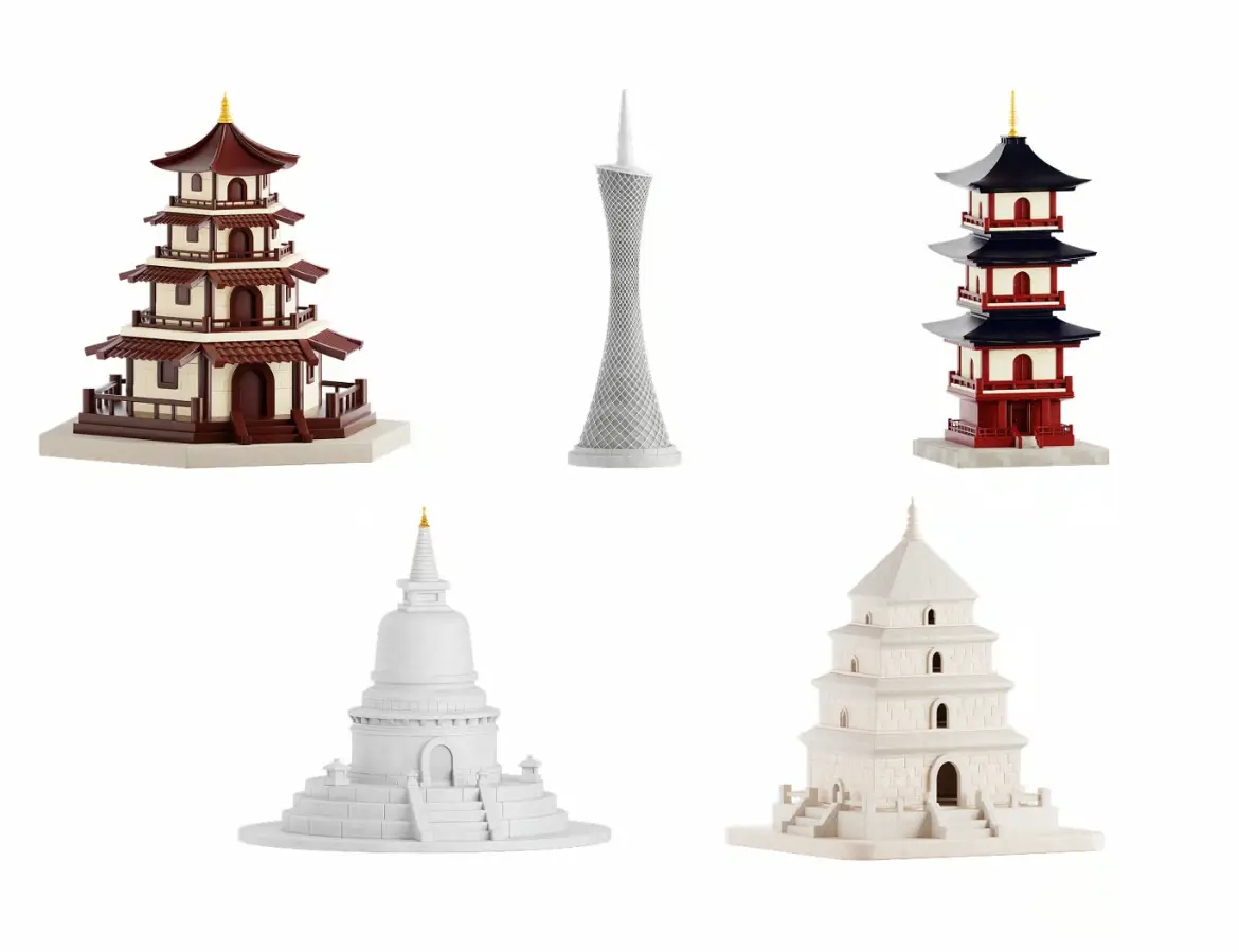 中式建筑3D插画PNG素材包 Chinese Buildings 3D Illustration Pack