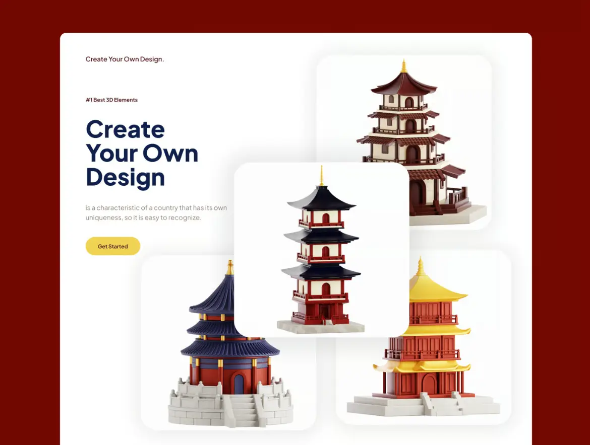 中式建筑3D插画PNG素材包 Chinese Buildings 3D Illustration Pack