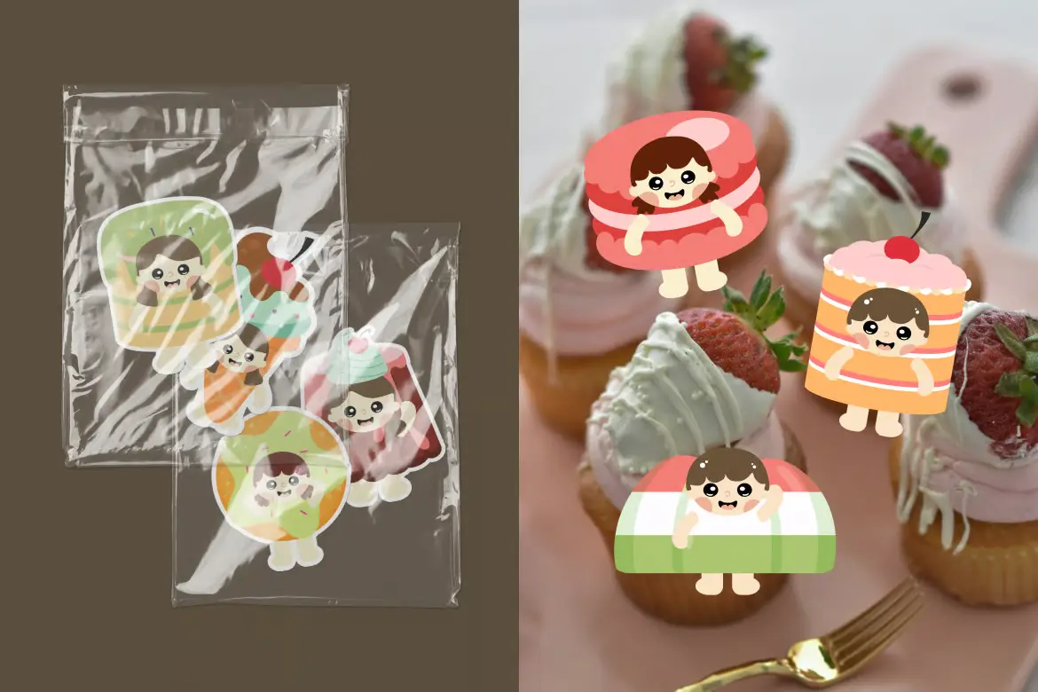 可爱甜点Q版角色矢量素材包 Cute Chibi Dessert Character