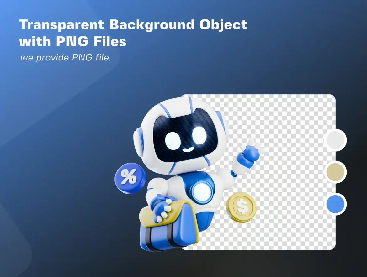 5款商务机器人3D插画PNG素材包 3D Robot Business V.1