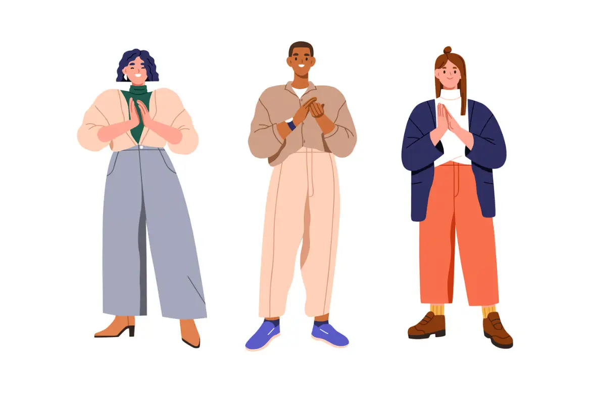 10款人群鼓掌矢量插画素材包 People Clapping Hands, Applauding Set