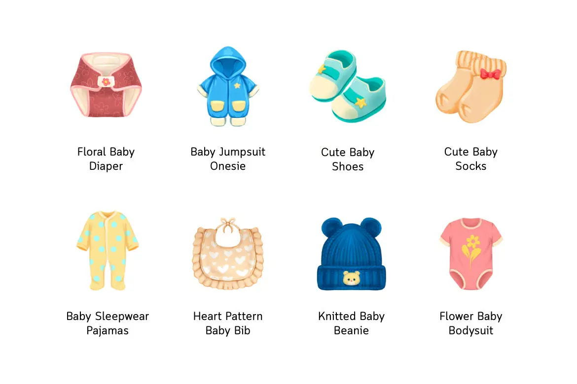 婴儿服饰PNG素材包 Cute Baby Outfit