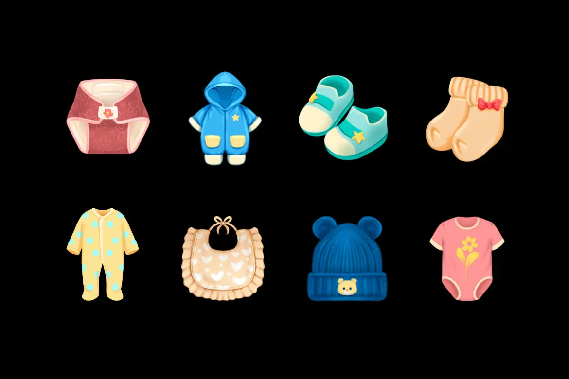 婴儿服饰PNG素材包 Cute Baby Outfit