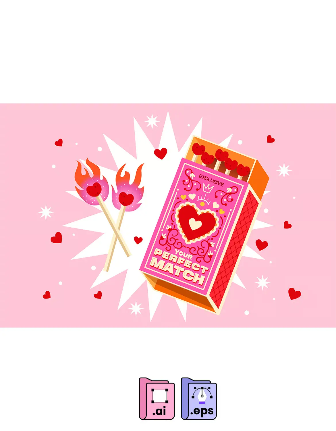 情人节完美匹配矢量插画 Valentine Perfect Match Illustration
