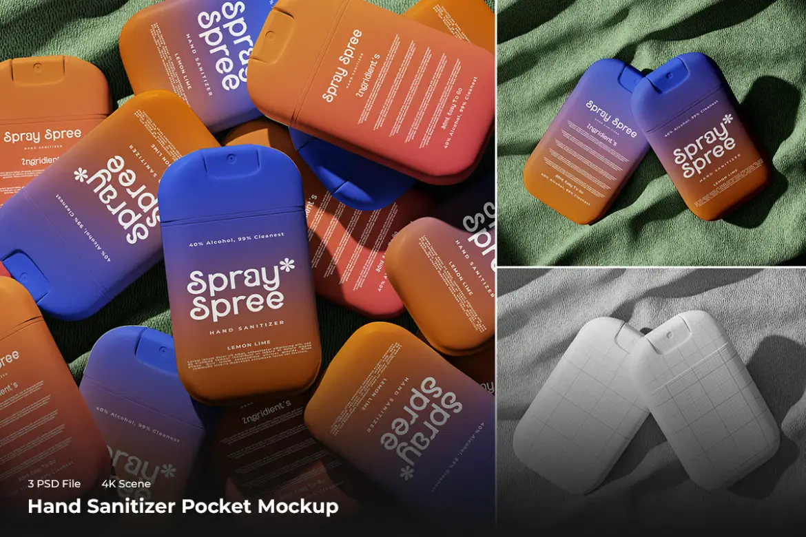 洗手液喷雾瓶PSD样机模板 Hand Sanitizer Spray Bottle Mockup