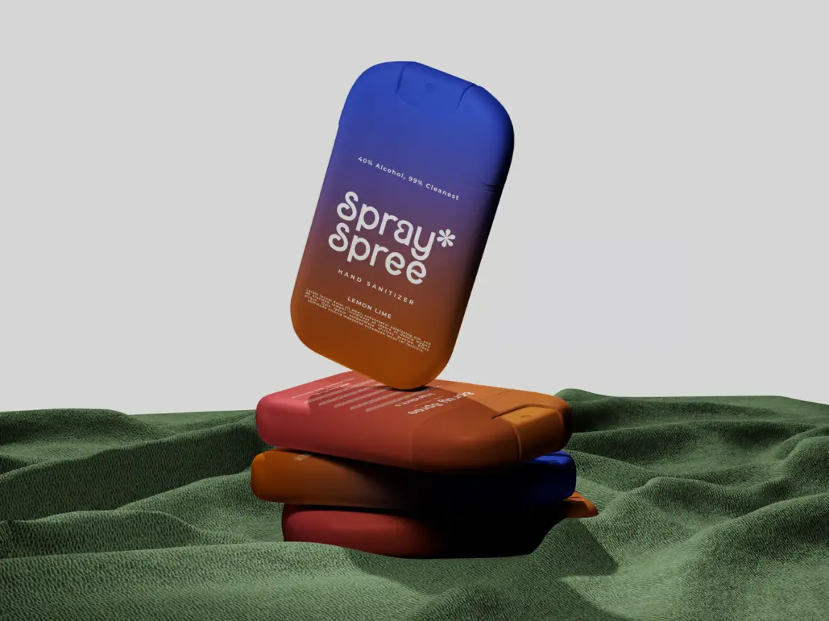 洗手液喷雾瓶PSD样机模板 Hand Sanitizer Spray Bottle Mockup