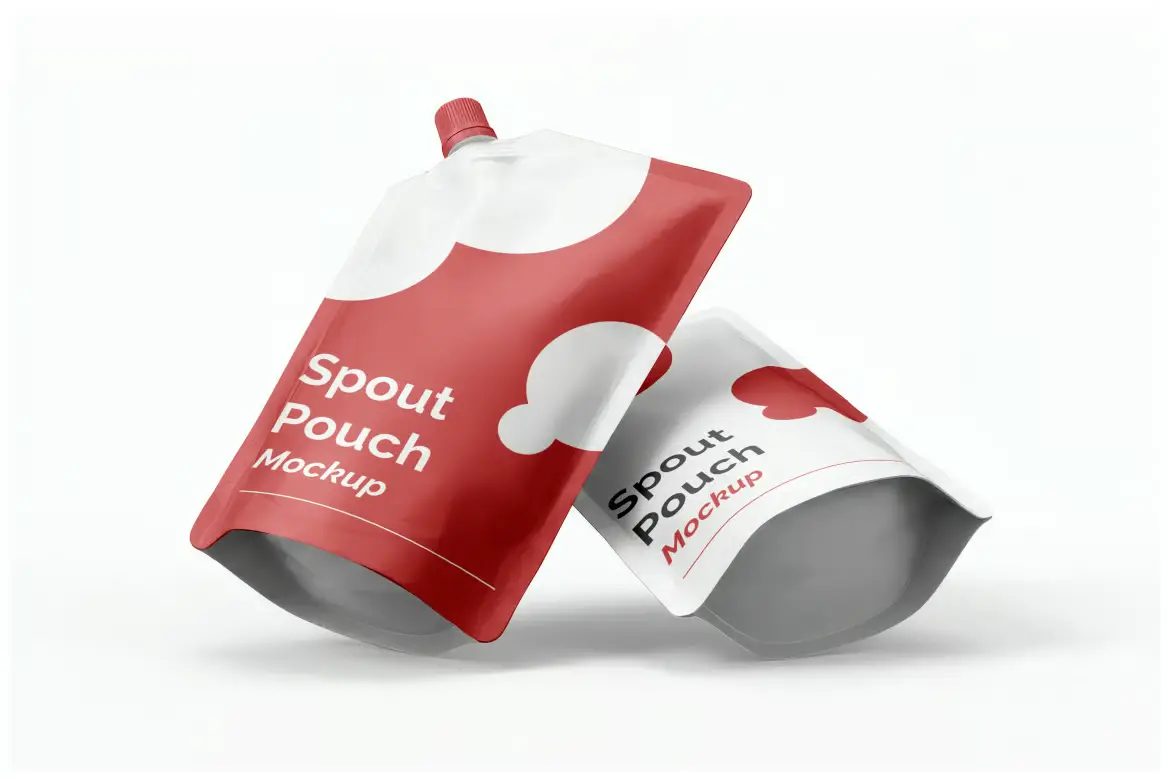 3款自立吸嘴袋PSD样机模板 Spout Pouch Mockup