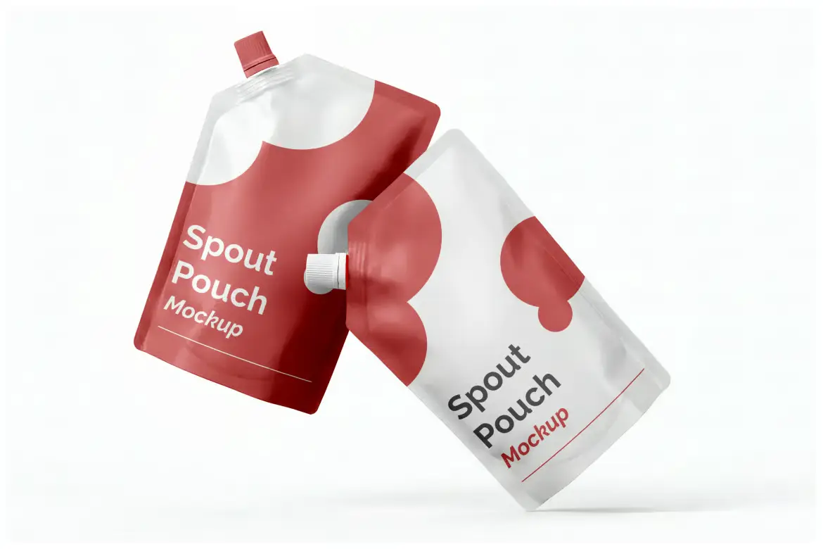 3款自立吸嘴袋PSD样机模板 Spout Pouch Mockup